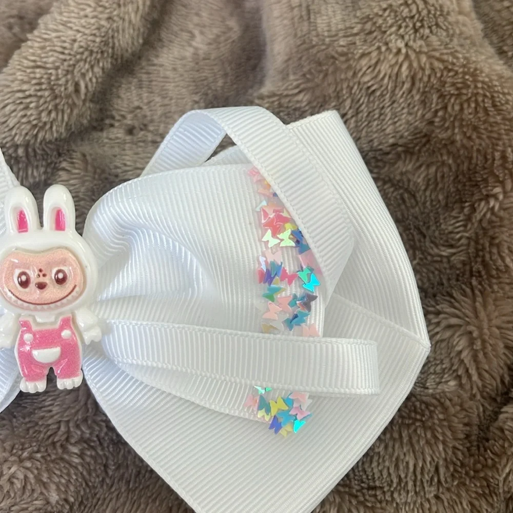 White Hair Bow labubu monster Charm butterfly glitter Accents new